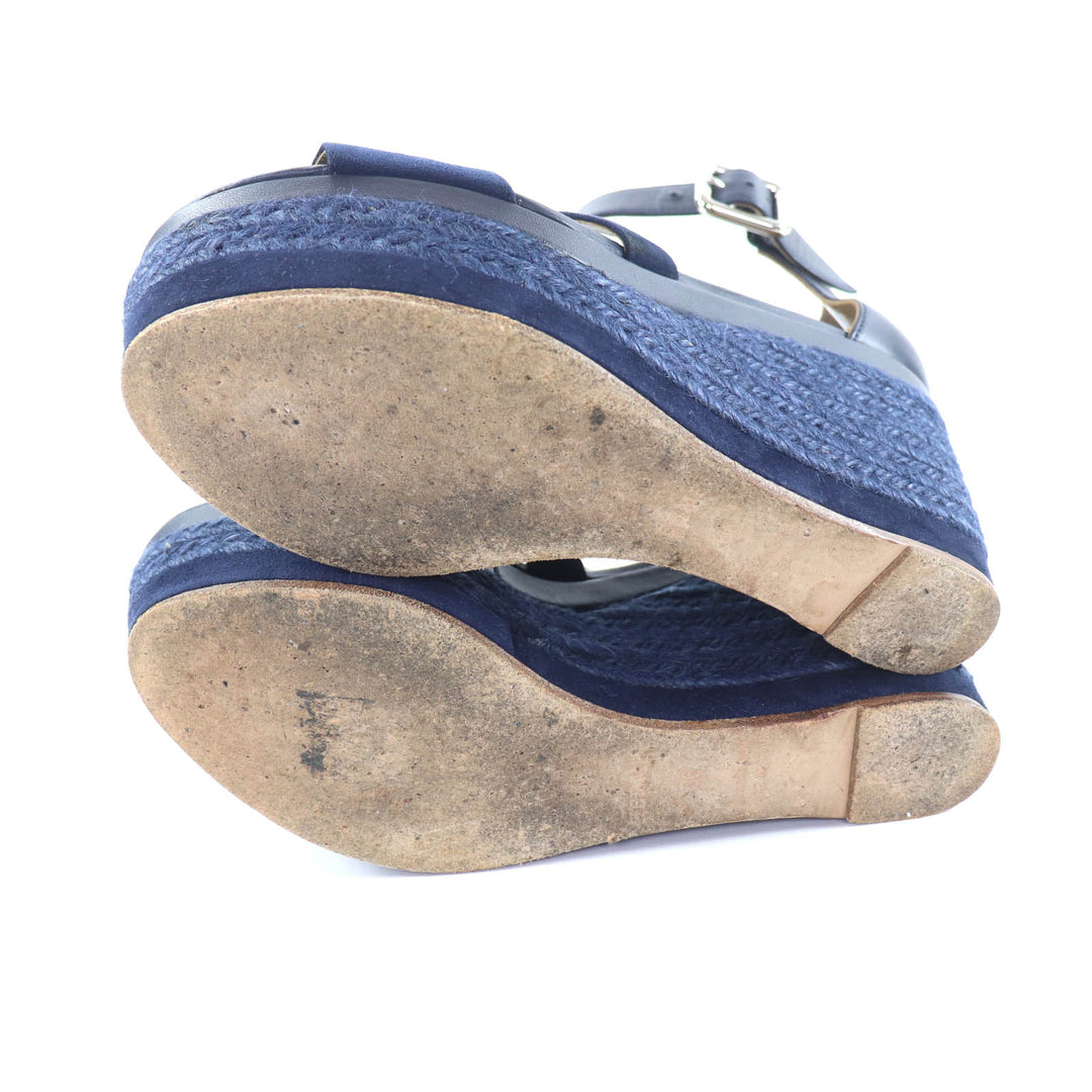 Great HERMES Sandals Navy leather Women 36