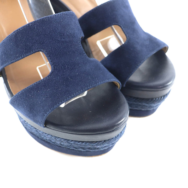 Great HERMES Sandals Navy leather Women 36