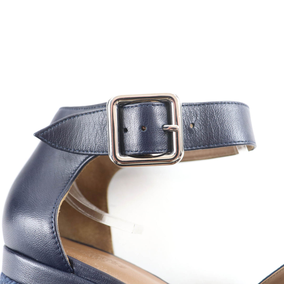 Great HERMES Sandals Navy leather Women 36