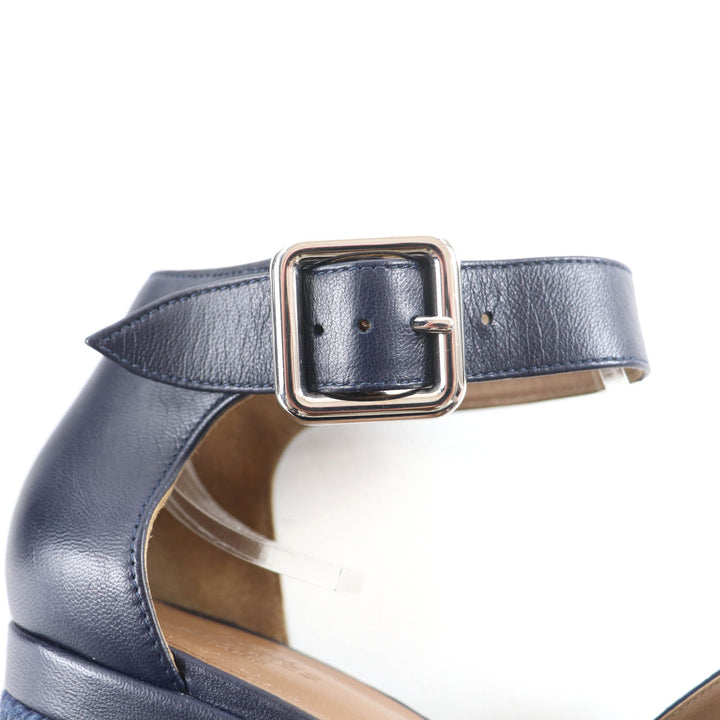 Great HERMES Sandals Navy leather Women 36