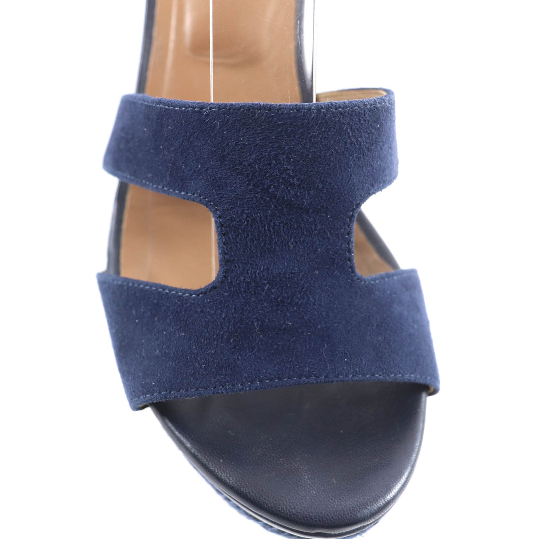 Great HERMES Sandals Navy leather Women 36