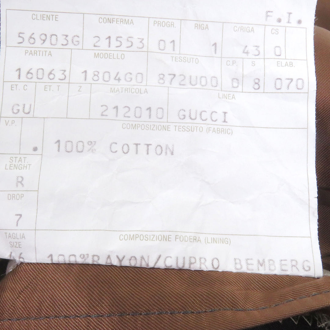 Excellent GUCCI tailored jacket Tom Ford Early Check Pattern Single