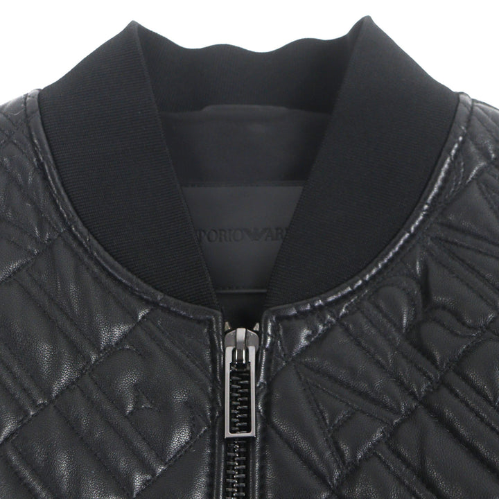 Excellent EMPORIO ARMANI Blouson black Lamb leather mens 44