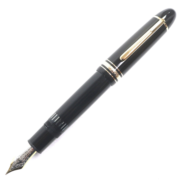 Great MONTBLANC fountain pen Meisterstück 149 white star Black gold 18K mens