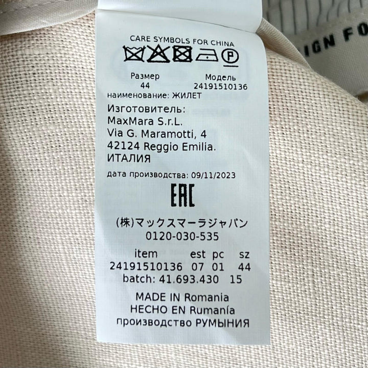 Pristine S MaxMara DESIGN FOR EASY LIVING Best Gillet linen 44 24191510136