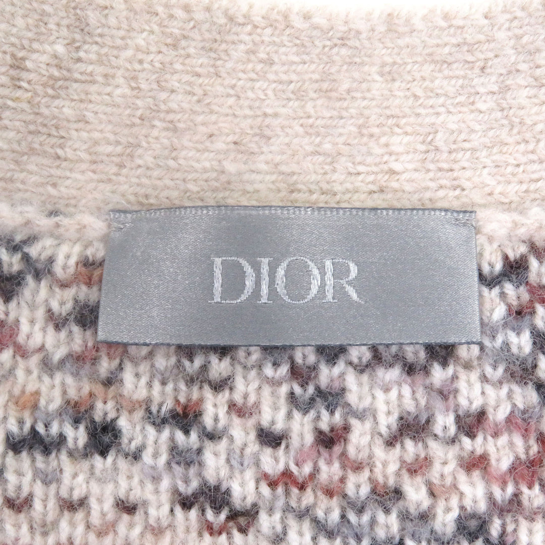 DIOR カーディガン オブリーク オールオーバープリント ニット ベージュ L 213M233AT662 美品