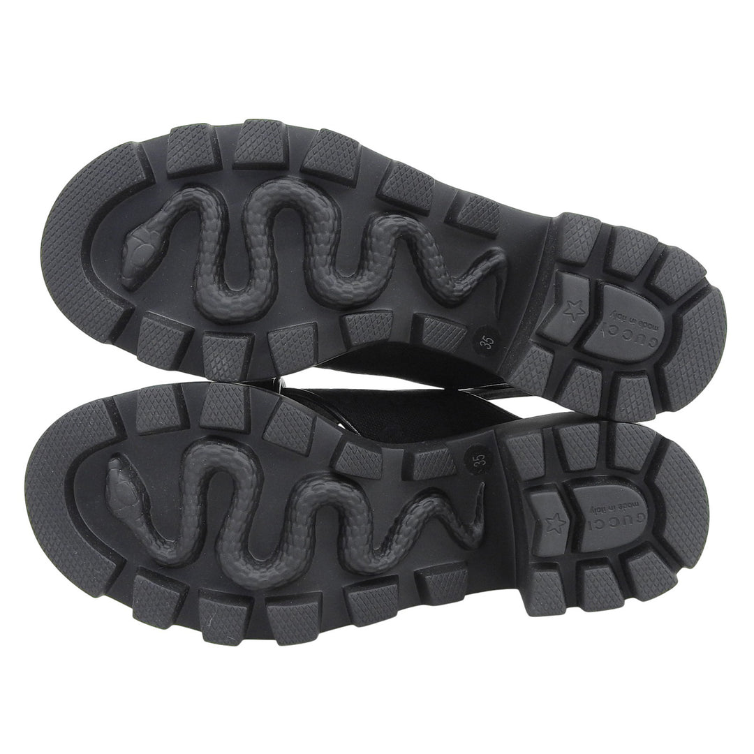Pristine GUCCI Sandals Cross-strap platform black GG canvas Women 35 749795
