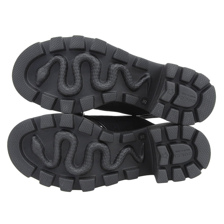Pristine GUCCI Sandals Cross-strap platform black GG canvas Women 35 749795