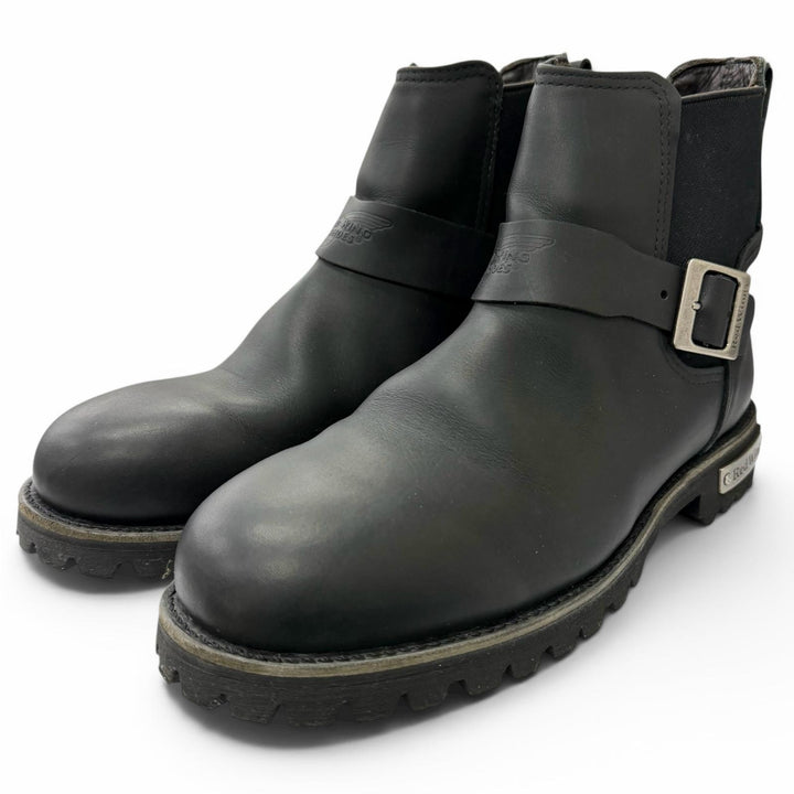 Great RED WING Ankle boots 977 Logo buckle motorcycle boots black leather mens 9