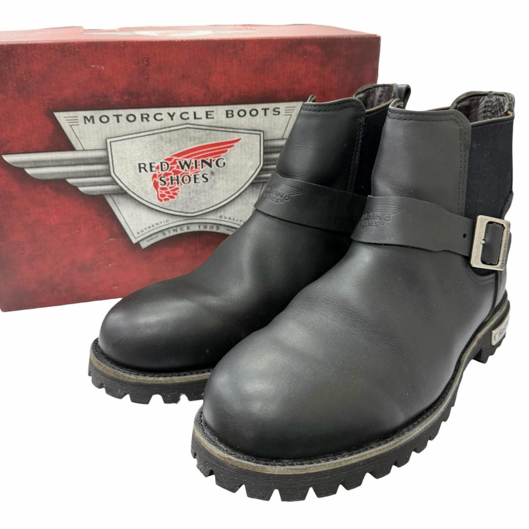 Great RED WING Ankle boots 977 Logo buckle motorcycle boots black leather mens 9