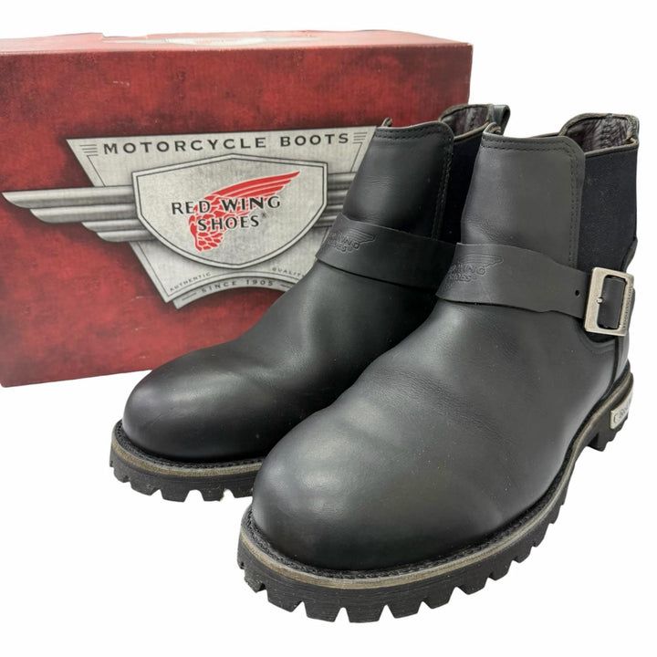 Great RED WING Ankle boots 977 Logo buckle motorcycle boots black leather mens 9