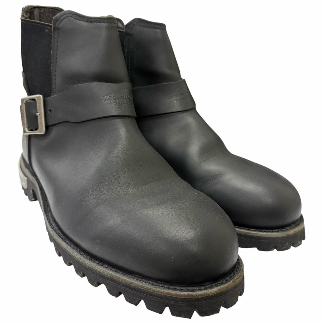 Great RED WING Ankle boots 977 Logo buckle motorcycle boots black leather mens 9