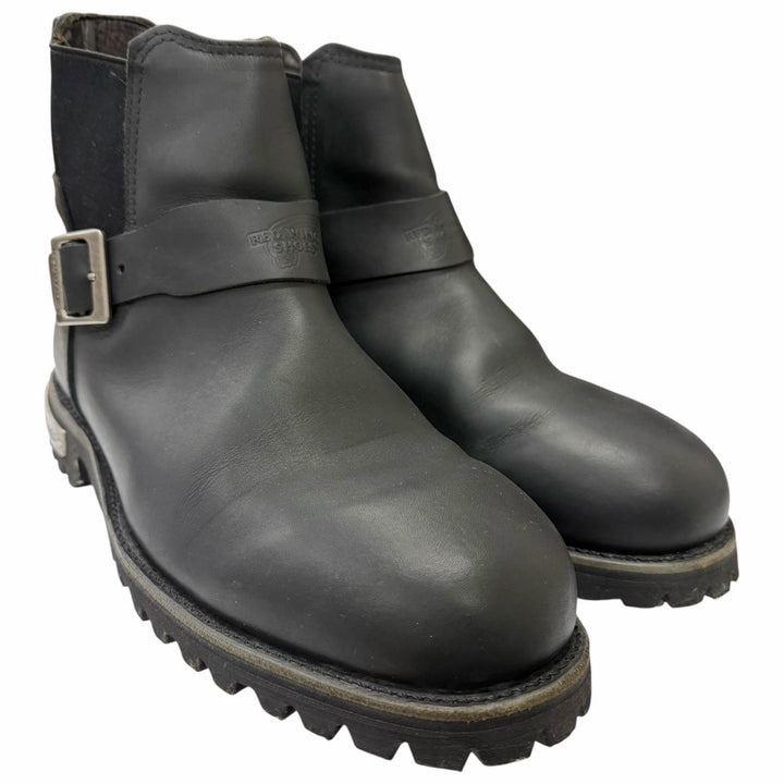 Great RED WING Ankle boots 977 Logo buckle motorcycle boots black leather mens 9
