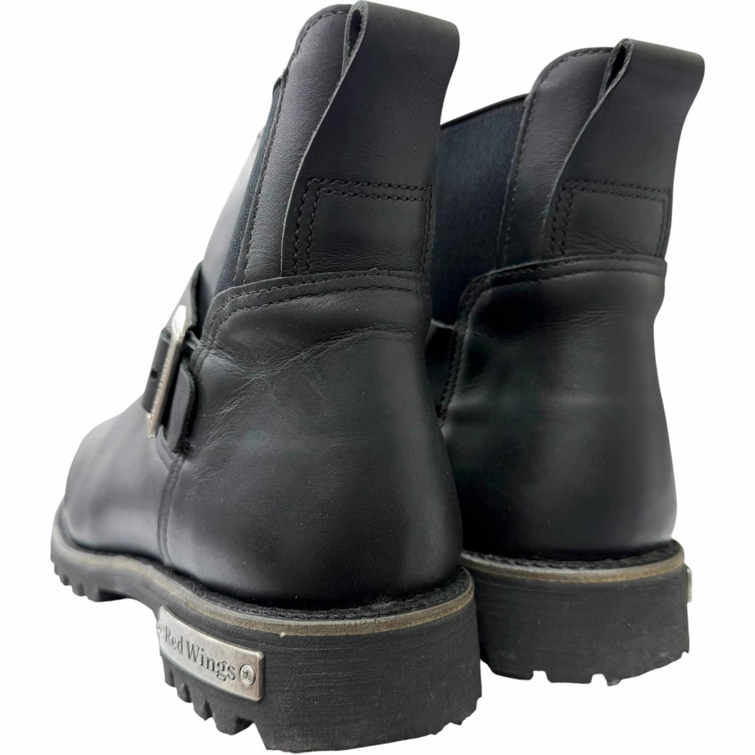 Great RED WING Ankle boots 977 Logo buckle motorcycle boots black leather mens 9