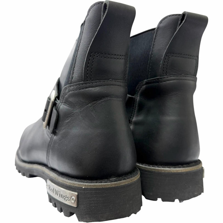 Great RED WING Ankle boots 977 Logo buckle motorcycle boots black leather mens 9