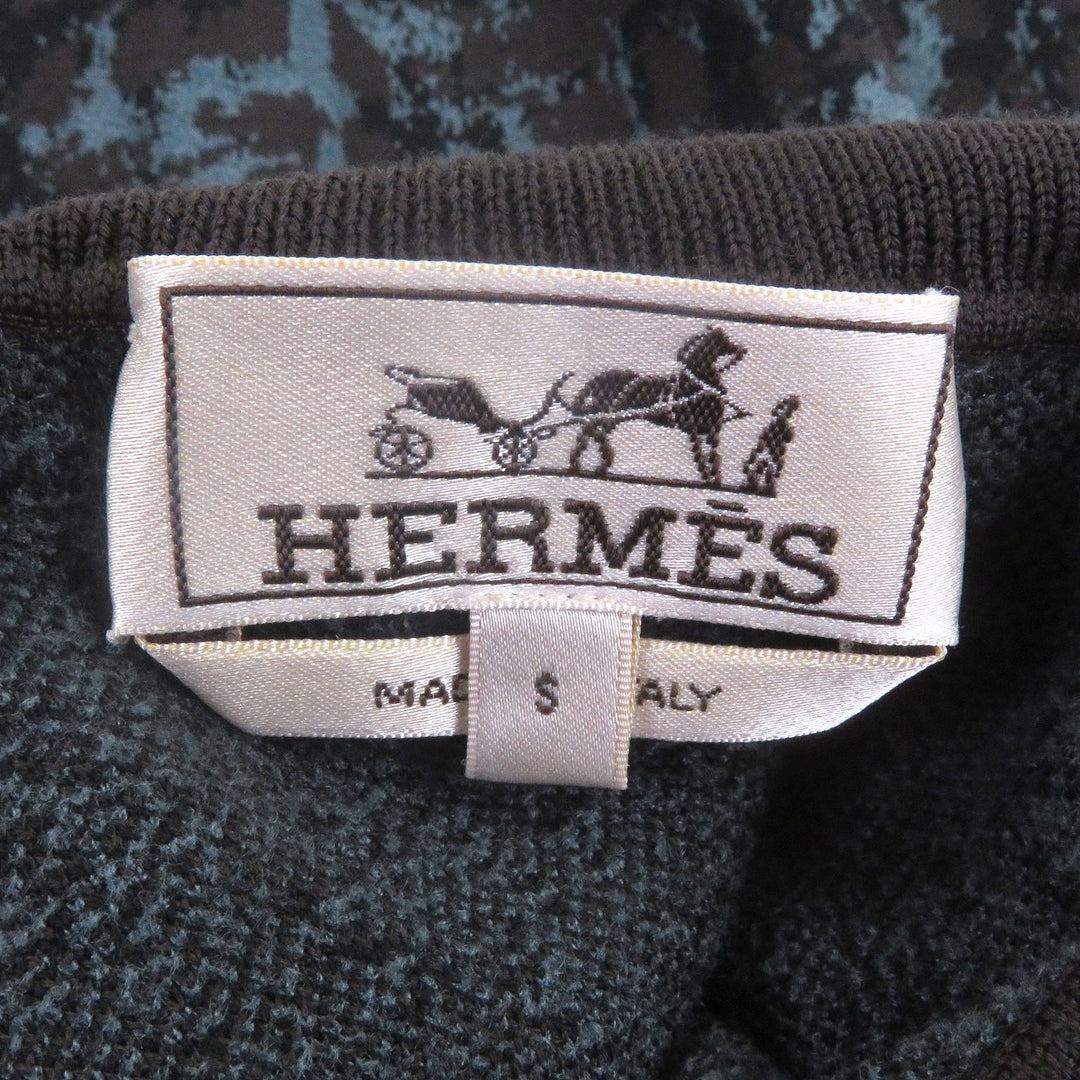 素晴らしいHERMESニットオールオーバープリントタートルネックブラウンヘアメンズS