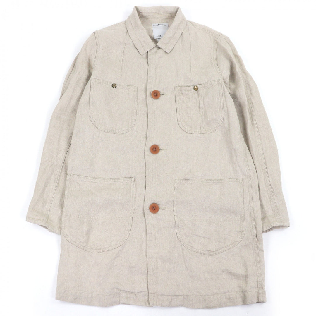 Great VISVIM coat Herringbone beige linen mens 2