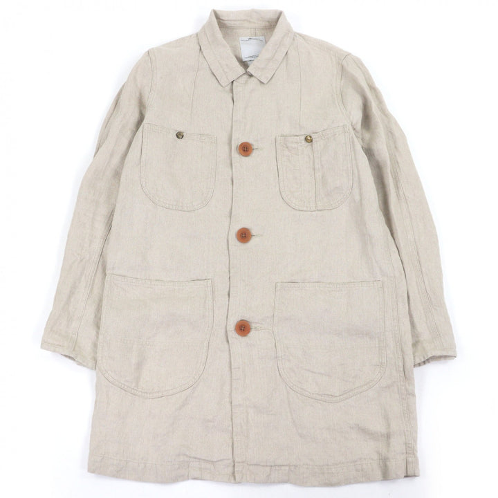 Great VISVIM coat Herringbone beige linen mens 2