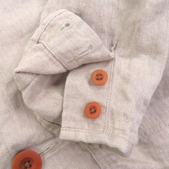 Great VISVIM coat Herringbone beige linen mens 2