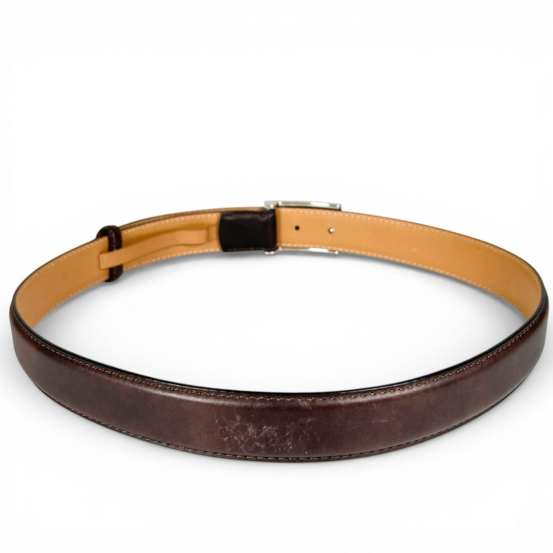 Great BERLUTI belt B logo buckle Dark brown leather mens