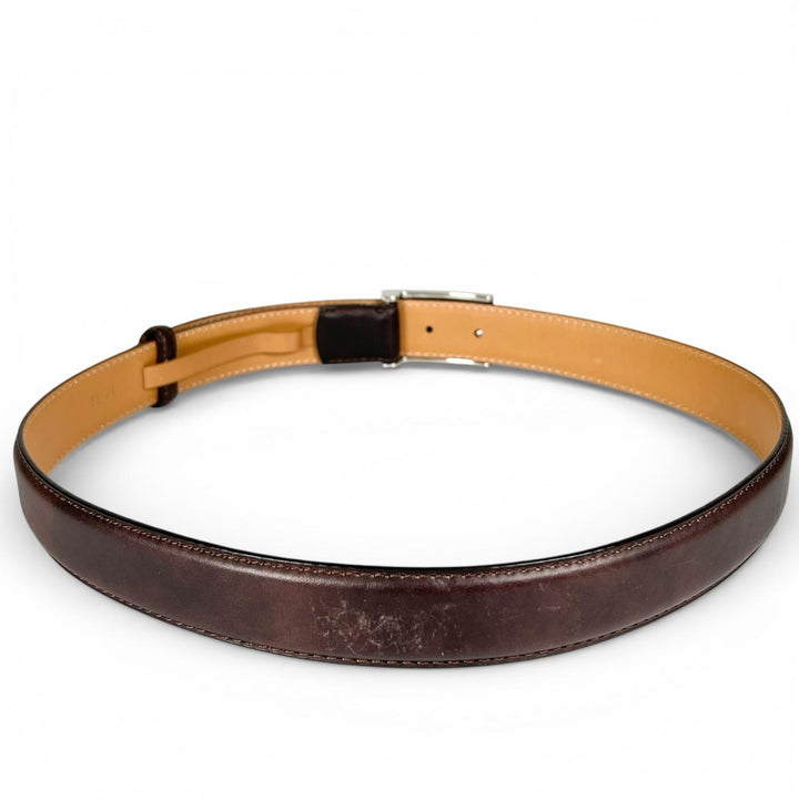 Great BERLUTI belt B logo buckle Dark brown leather mens