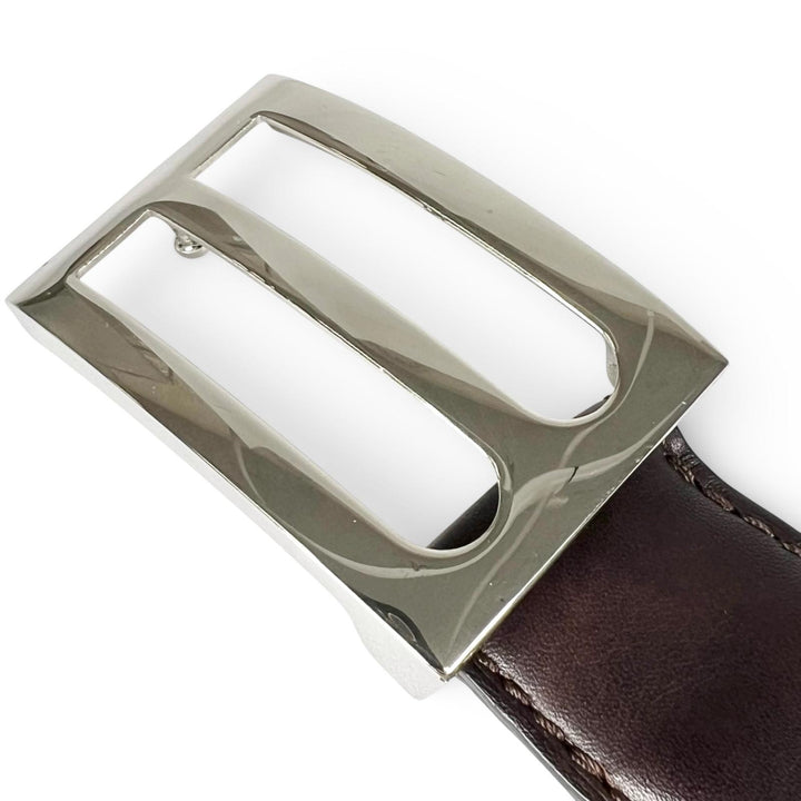 Great BERLUTI belt B logo buckle Dark brown leather mens