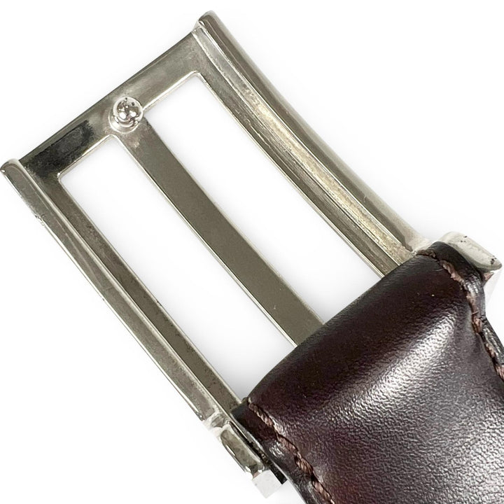 Great BERLUTI belt B logo buckle Dark brown leather mens