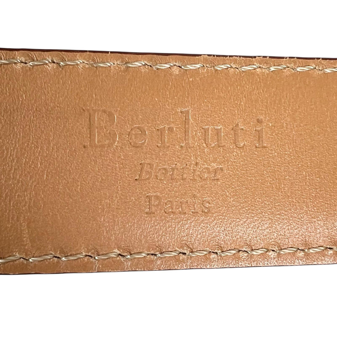 Great BERLUTI belt B logo buckle Dark brown leather mens