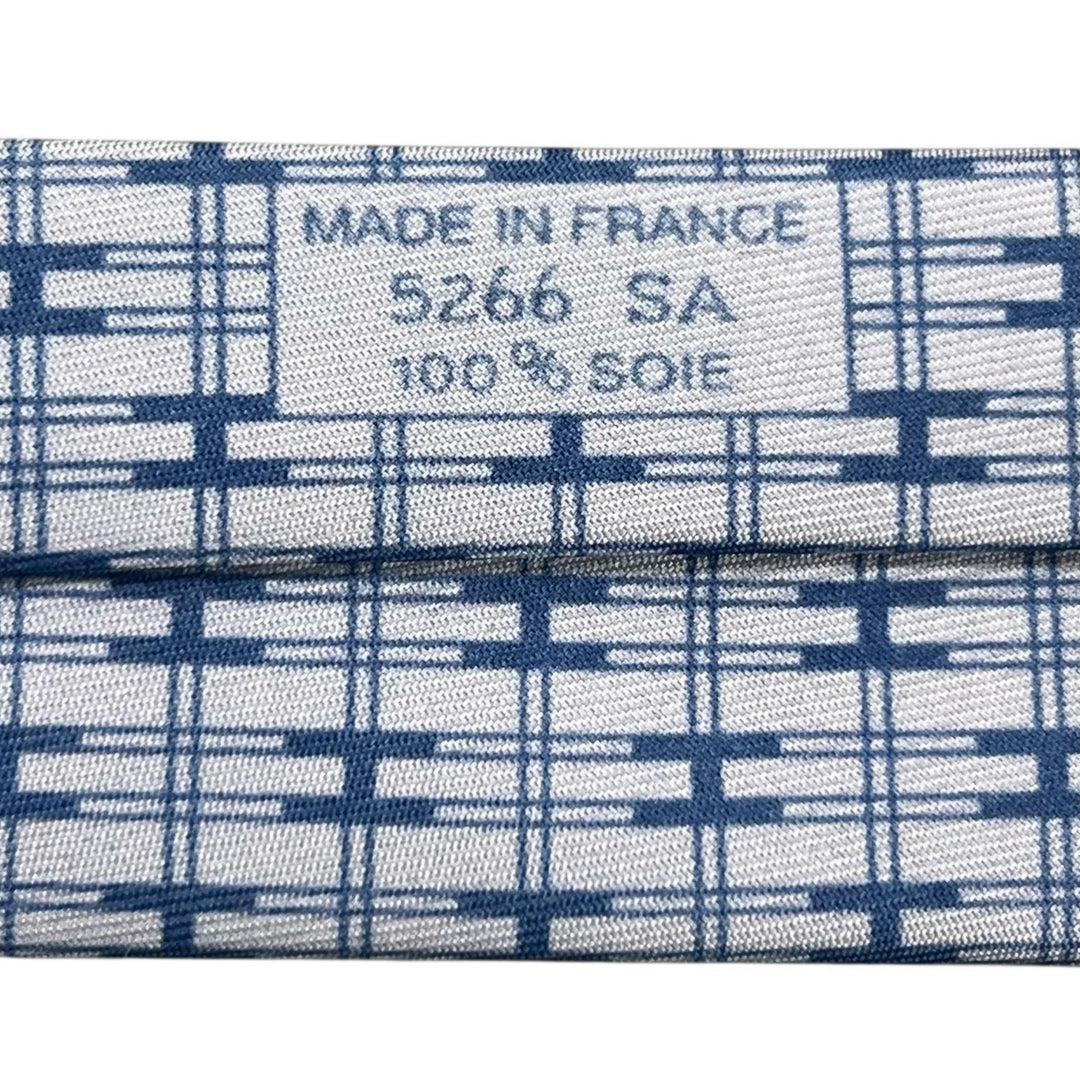 Pristine HERMES tie H motif blue silk mens 5266SA