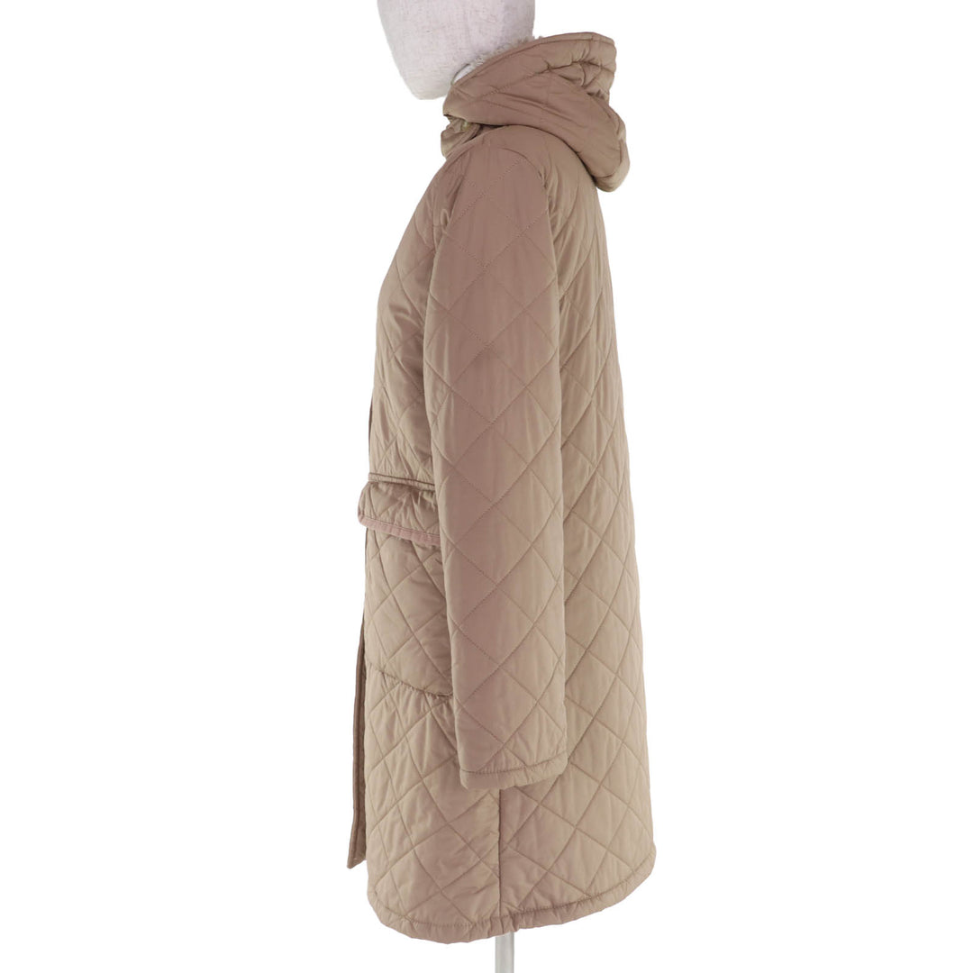 Great Mackintosh coat Logo button hood, padded, quilted beige polyester Women 36