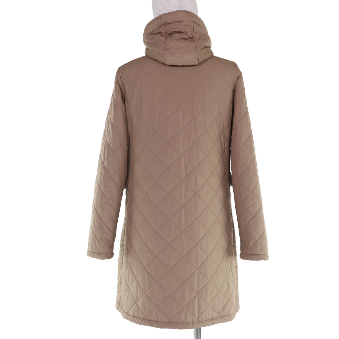 Great Mackintosh coat Logo button hood, padded, quilted beige polyester Women 36