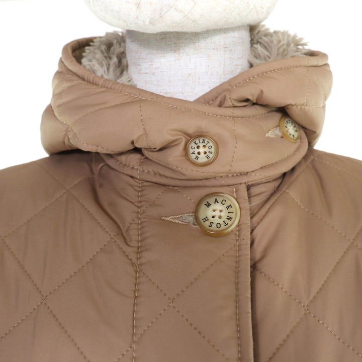 Great Mackintosh coat Logo button hood, padded, quilted beige polyester Women 36