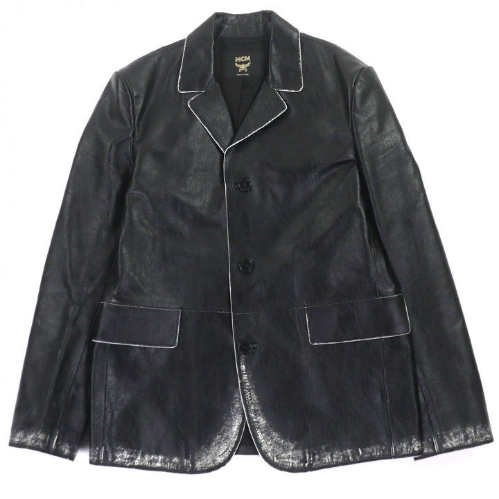 Excellent MCM tailored jacket black Lamb leather mens L