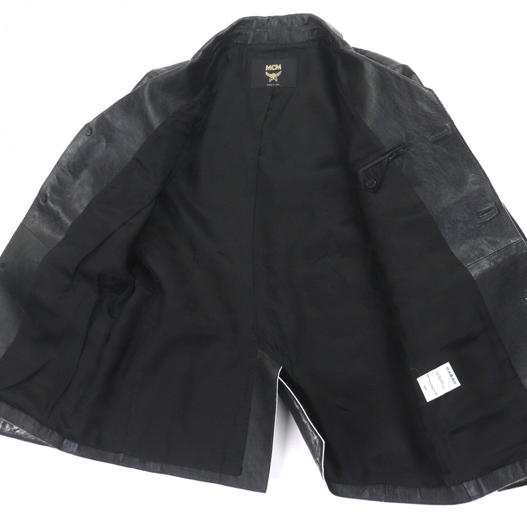 Excellent MCM tailored jacket black Lamb leather mens L