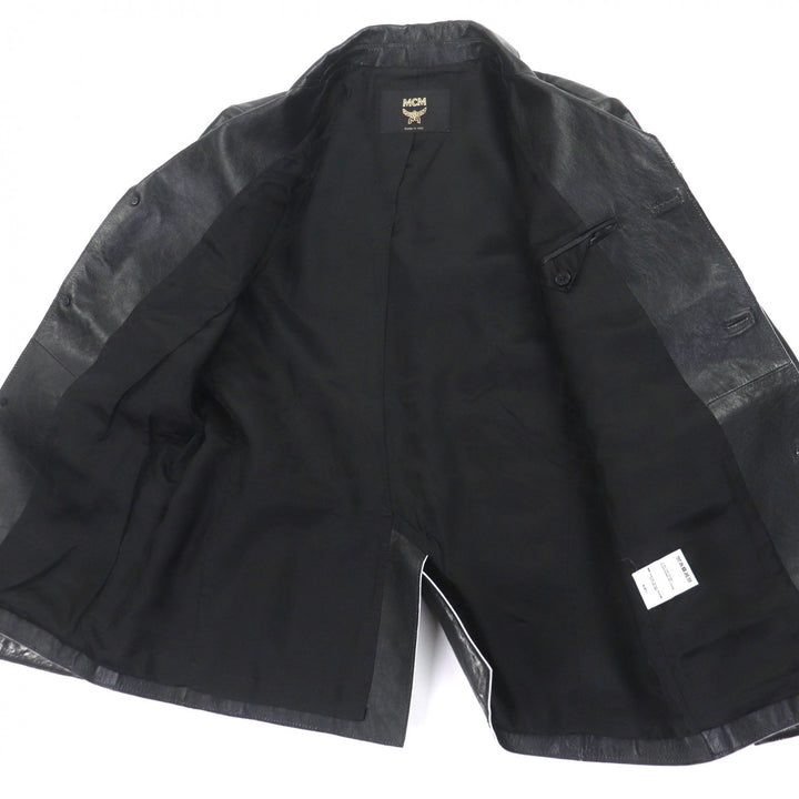Excellent MCM tailored jacket black Lamb leather mens L