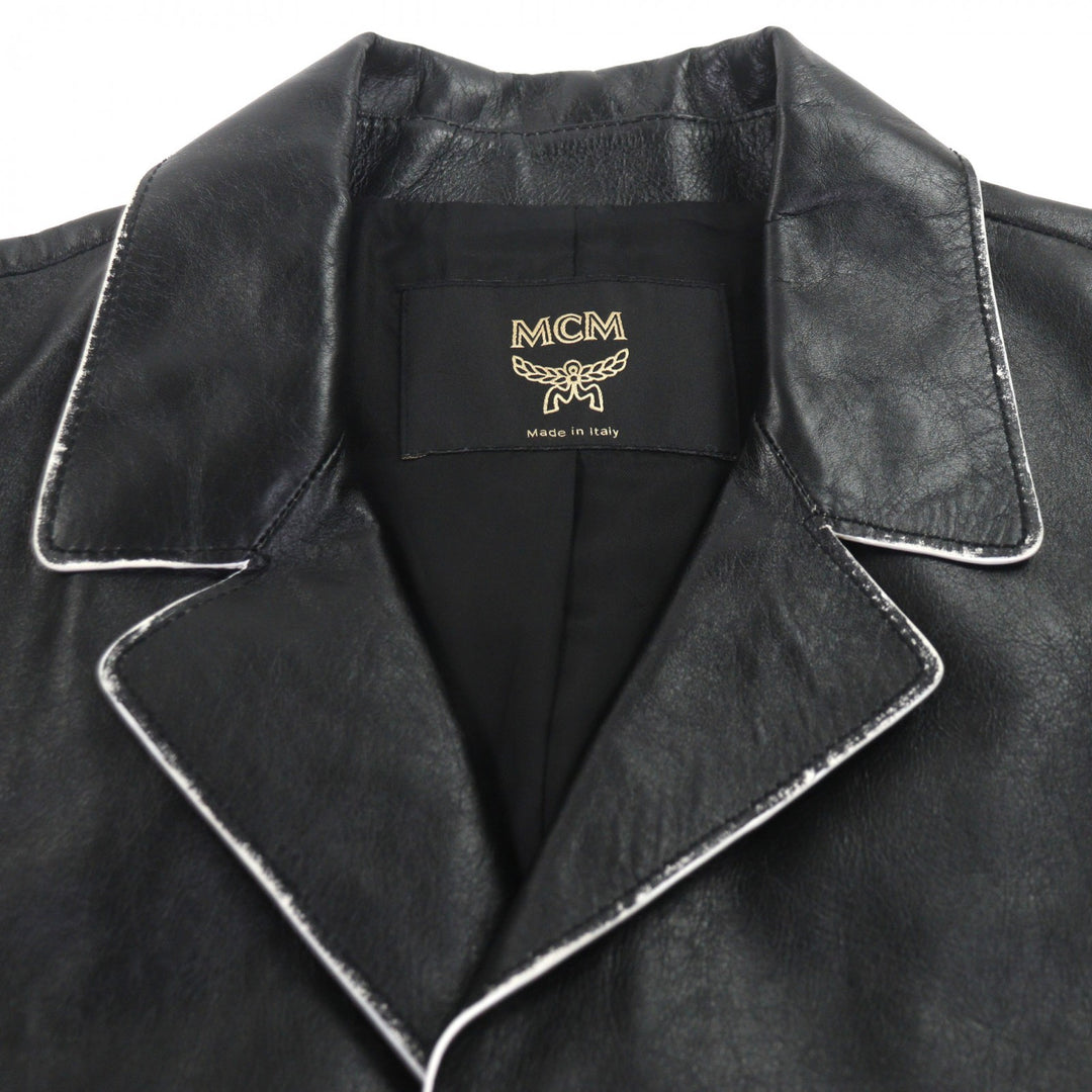 Excellent MCM tailored jacket black Lamb leather mens L
