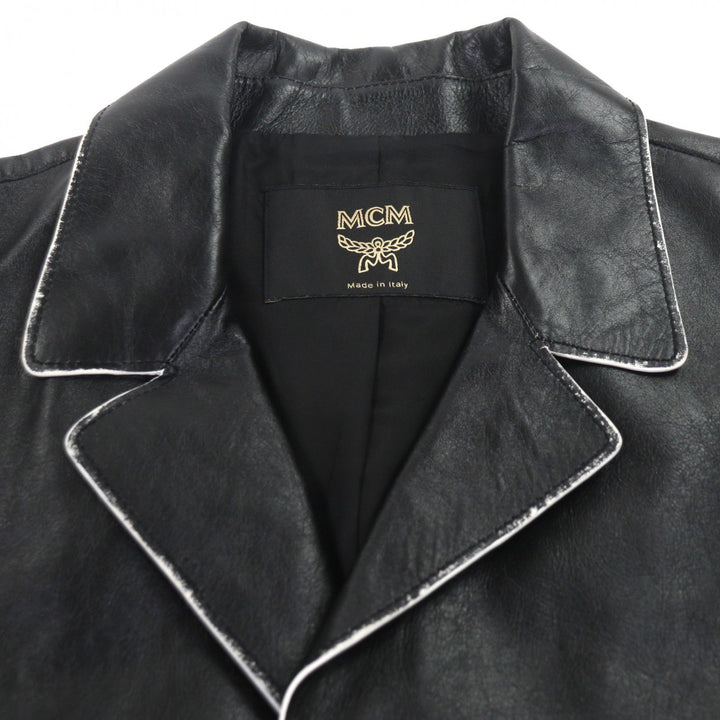 Excellent MCM tailored jacket black Lamb leather mens L