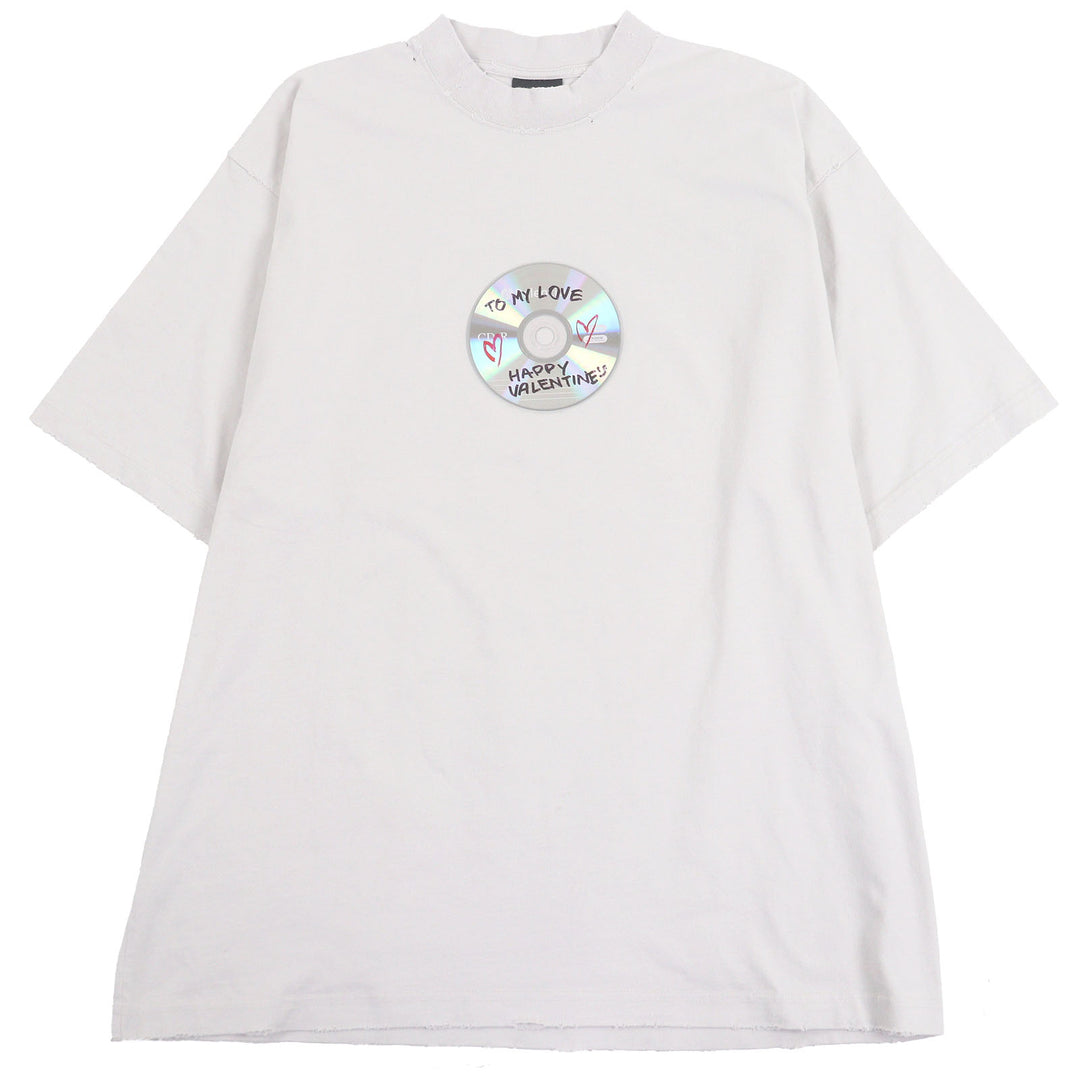 素晴らしい BALENCIAGA 半袖Tシャツ VALENTINE CD Tシャツ グレー