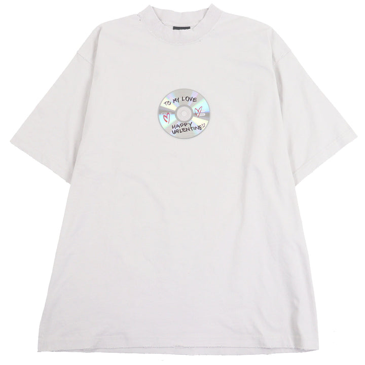 素晴らしい BALENCIAGA 半袖Tシャツ VALENTINE CD Tシャツ グレー