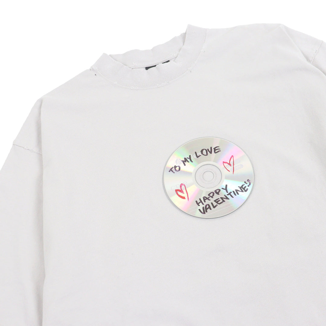 素晴らしい BALENCIAGA 半袖Tシャツ VALENTINE CD Tシャツ グレー