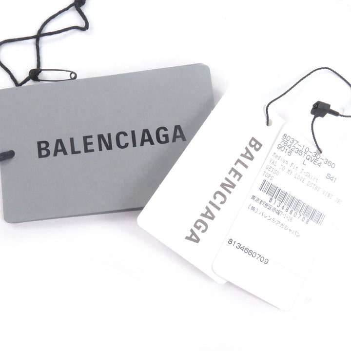 素晴らしい BALENCIAGA 半袖Tシャツ VALENTINE CD Tシャツ グレー
