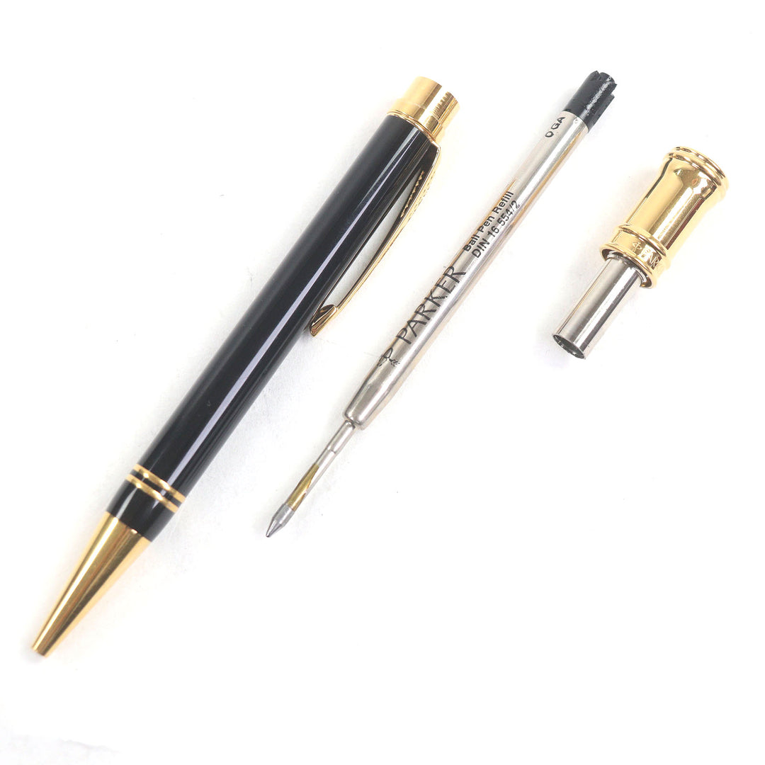 Very Good PARKER Ballpoint pen Duo Field Black GT Twist type Black gold