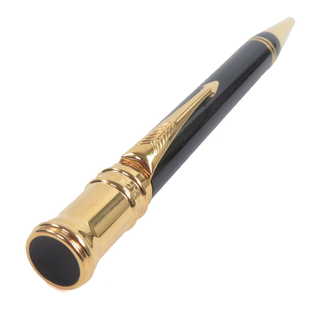 Very Good PARKER Ballpoint pen Duo Field Black GT Twist type Black gold