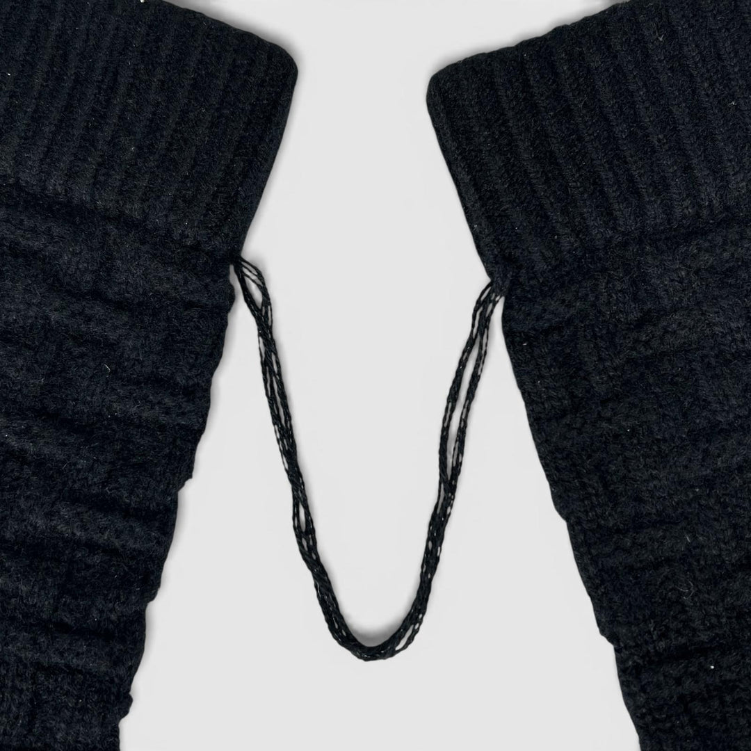 Excellent HERMES gloves H pattern knitting black cashmere mens M