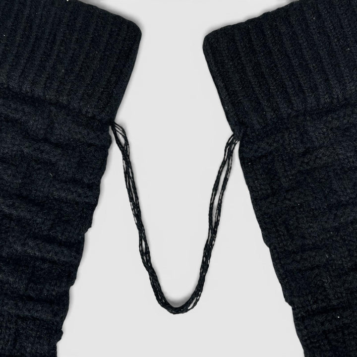 Excellent HERMES gloves H pattern knitting black cashmere mens M