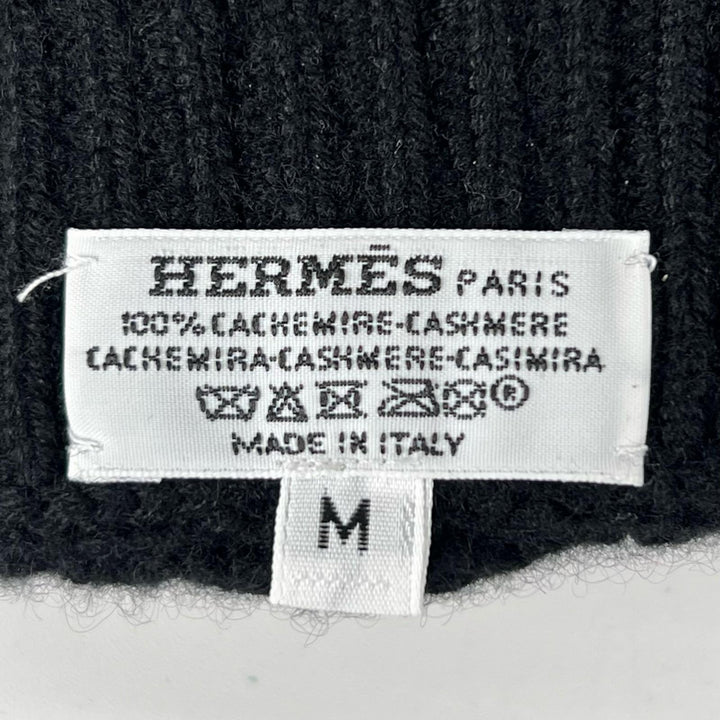Excellent HERMES gloves H pattern knitting black cashmere mens M