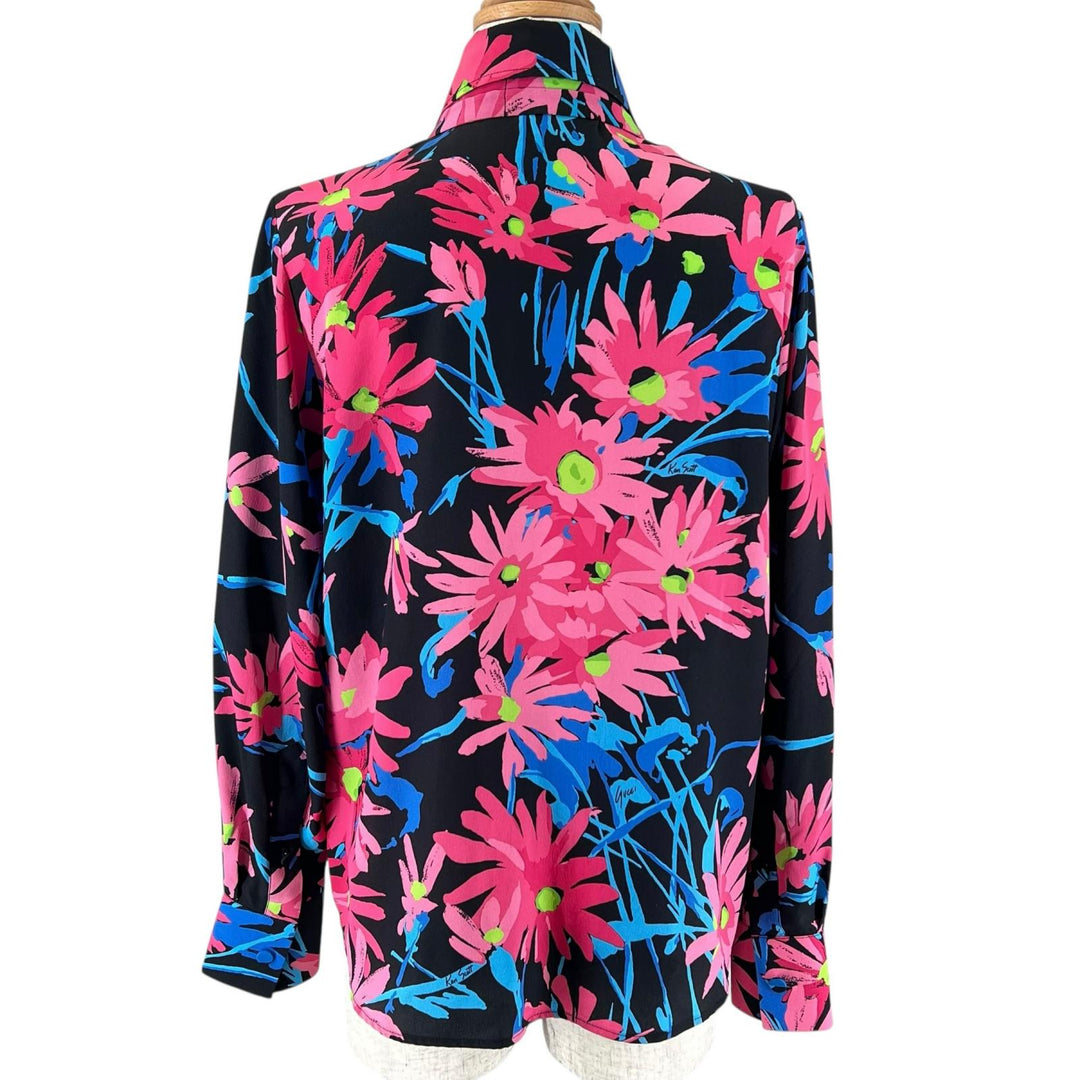 Great GUCCI blouse Floral Pattern Bow Tie multicolor silk Women 36 643269