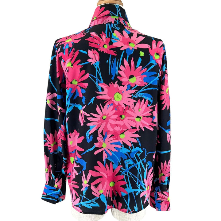 Great GUCCI blouse Floral Pattern Bow Tie multicolor silk Women 36 643269