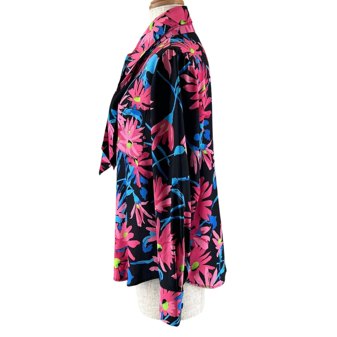 Great GUCCI blouse Floral Pattern Bow Tie multicolor silk Women 36 643269