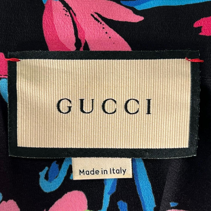 Great GUCCI blouse Floral Pattern Bow Tie multicolor silk Women 36 643269
